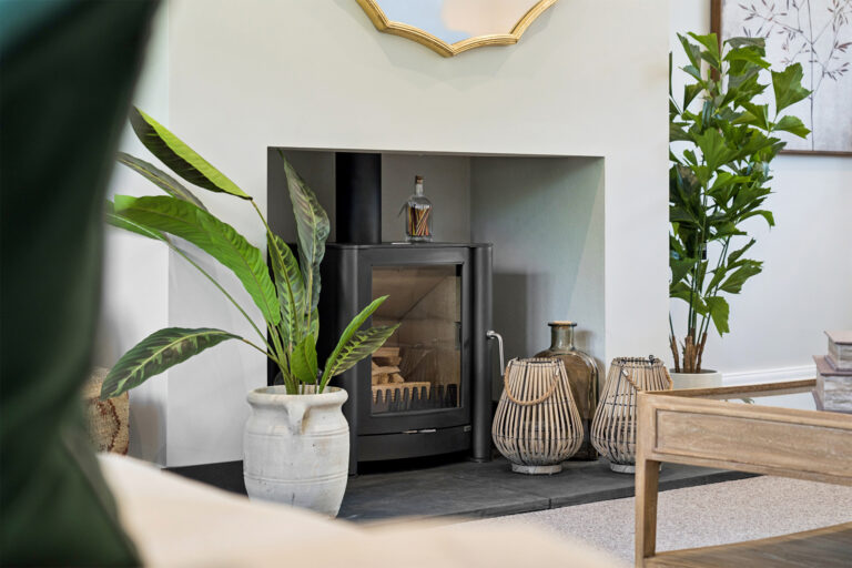 Wood burner in the drawing room